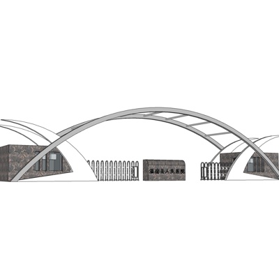 现代人民医院入口免费su模型(1)