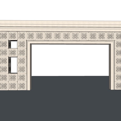 新中式门头构件免费su模型(1)