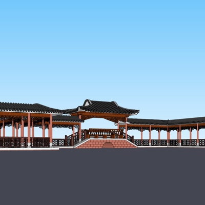 中式长廊免费su模型(1)