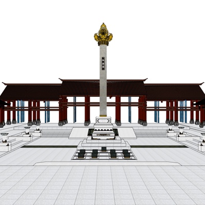 中式长廊免费su模型(1)