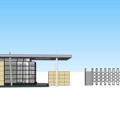 现代小区大门免费su模型(1)