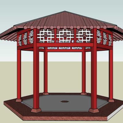 中式小亭子免费su模型(1)