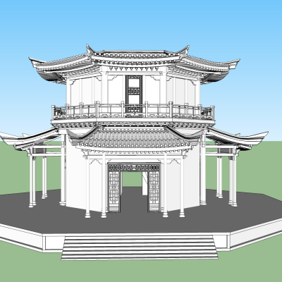 中式小亭子免费su模型(1)