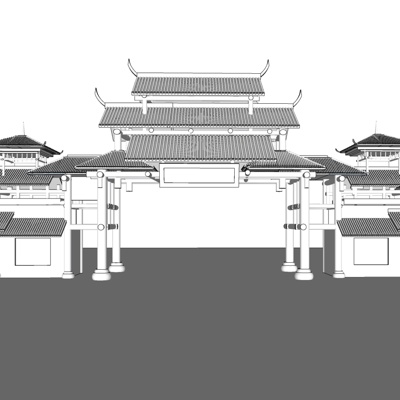 中式牌坊免费su模型(1)