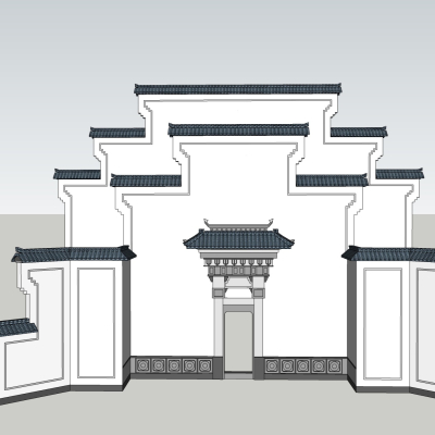 中式古建城楼免费su模型(1)