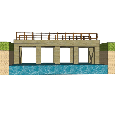 现代石拱桥免费su模型(1)