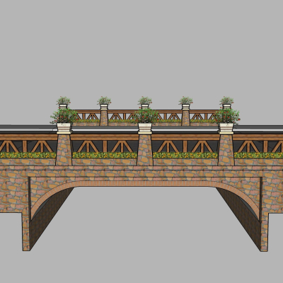 现代石拱桥免费su模型(1)