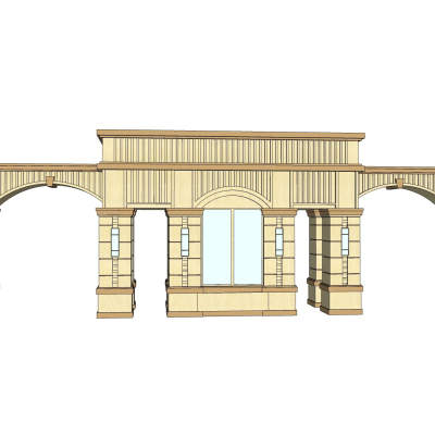 欧式小区住宅大门免费su模型(1)