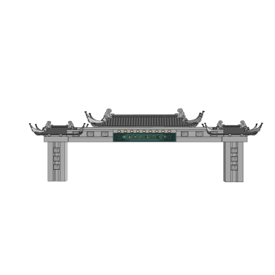 中式马头墙免费su模型(1)