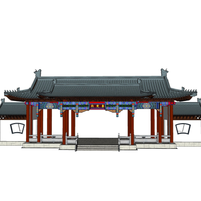 中式长廊免费su模型(1)