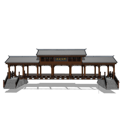 中式长廊免费su模型(1)