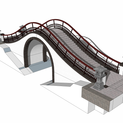 中式拱桥免费su模型(1)