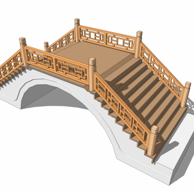 中式拱桥免费su模型(1)