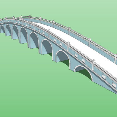 中式拱桥免费su模型(1)