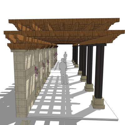 现代景观长廊免费su模型(1)