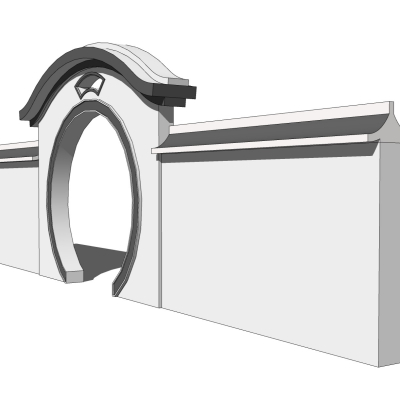中式景观墙免费su模型(1)