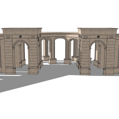欧式大门围墙免费su模型(1)