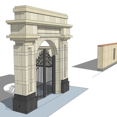欧式大门围墙免费su模型(1)