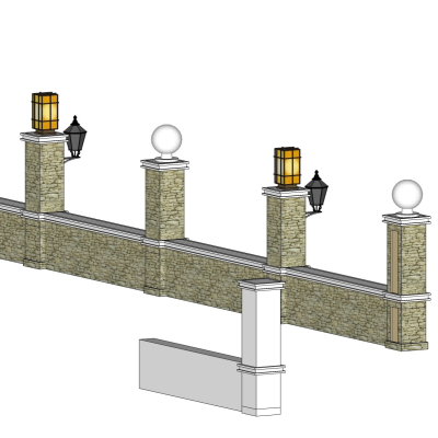 新古典围墙免费su模型(1)