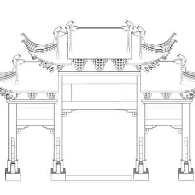 中式牌坊免费su模型(1)