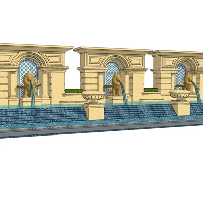 欧式喷泉水池小品免费su模型(1)
