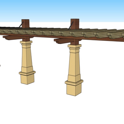 现代实木廊架免费su模型(1)