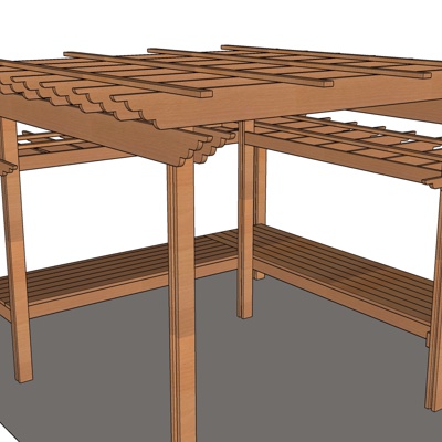 现代实木廊架免费su模型(1)