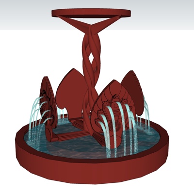 现代水池喷泉小品免费su模型(1)
