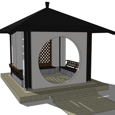 新中式凉亭免费su模型