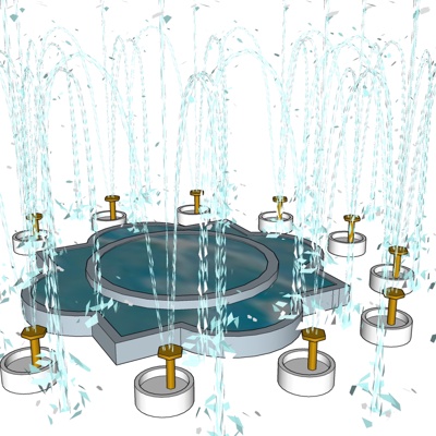 现代水池喷泉小品免费su模型(1)