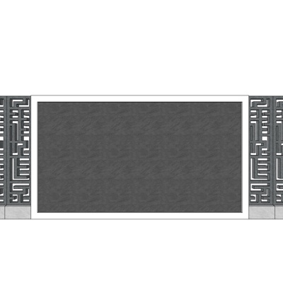 新中式景观墙免费su模型(1)