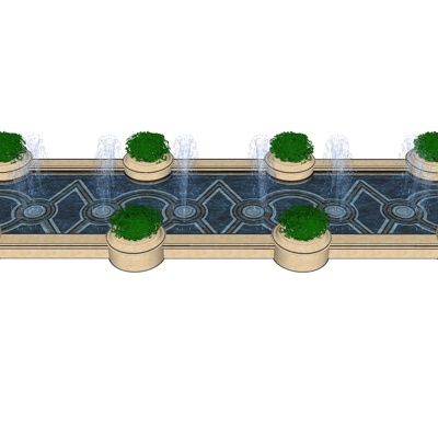 现代景观水池小品免费su模型(1)