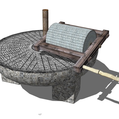 中式石磨盘小品免费su模型(1)