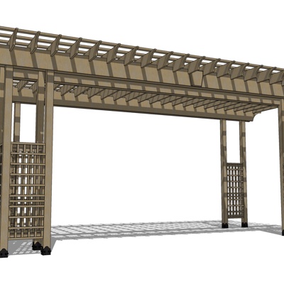 现代实木廊架免费su模型(1)