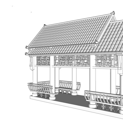 中式实木凉亭免费su模型(1)