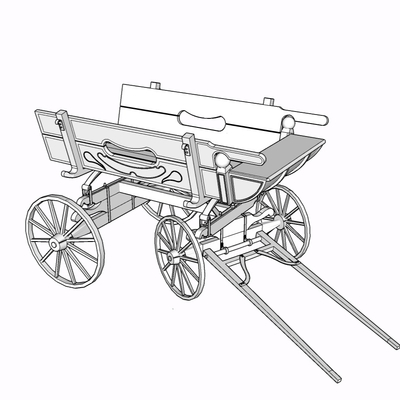 现代实木板车小品免费su模型(1)