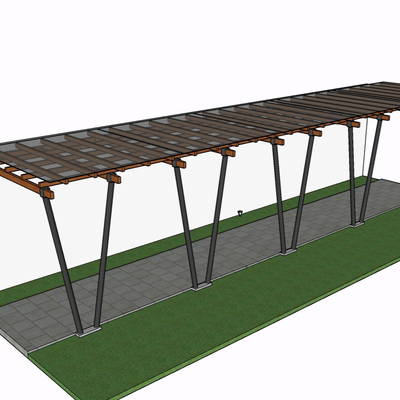 现代实木廊架免费su模型(1)