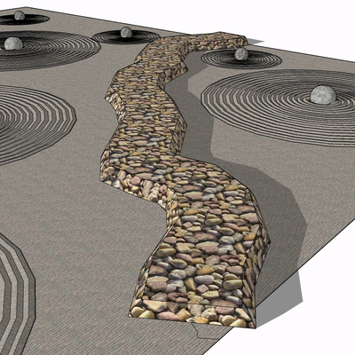 现代鹅卵石小路免费su模型(1)