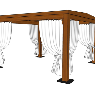 现代实木凉亭免费su模型(1)