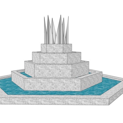 现代水池雕塑小品免费su模型(1)