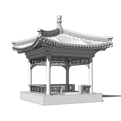 中式凉亭免费su模型(1)