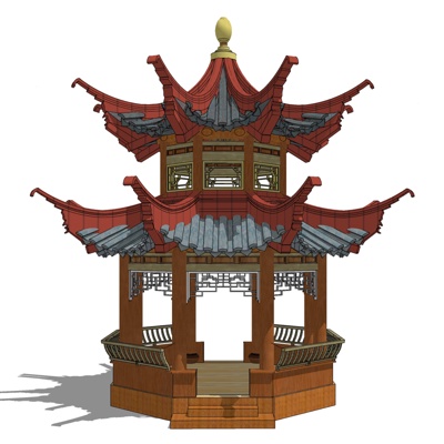 中式古建凉亭免费su模型(1)