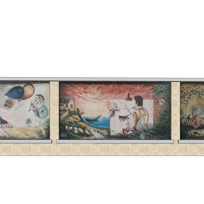 现代彩绘景观墙免费su模型(1)