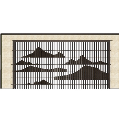 新中式景观墙免费su模型(1)