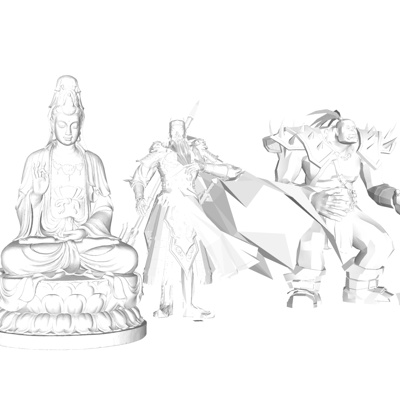 中式人物雕塑免费su模型(1)