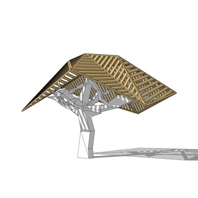 现代拟态树凉亭免费su模型(1)