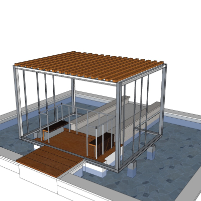 现代廊架凉亭免费su模型(1)