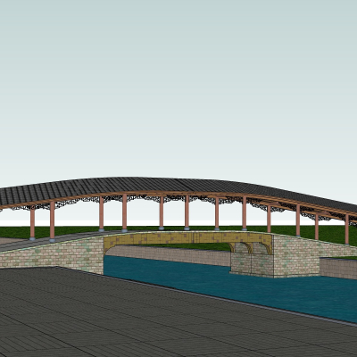 中式桥梁免费su模型(1)