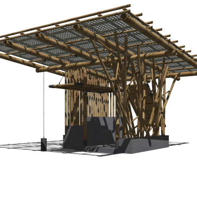 现代竹亭免费su模型(1)