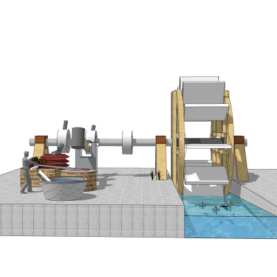 现代水车免费su模型(1)